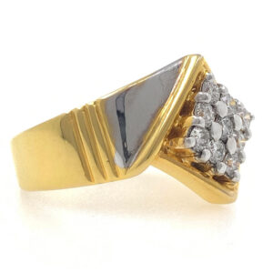 18kt yellow gold classic handmade kite shaped diamond gents ring 7gr67