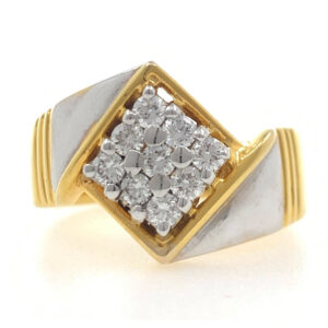 18kt yellow gold classic handmade kite shaped diamond gents ring 7gr67