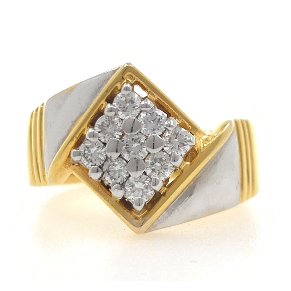 18kt yellow gold contempory handmade kite shaped diamond gents ring 7gr30
