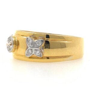 18kt gold fancy engagement solitaire band diamond gents ring 6gr7