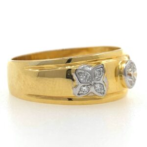 18kt gold fancy engagement solitaire band diamond gents ring 6gr7