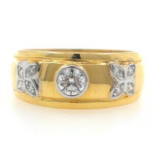 18kt gold fancy engagement solitaire band diamond gents ring 6gr7