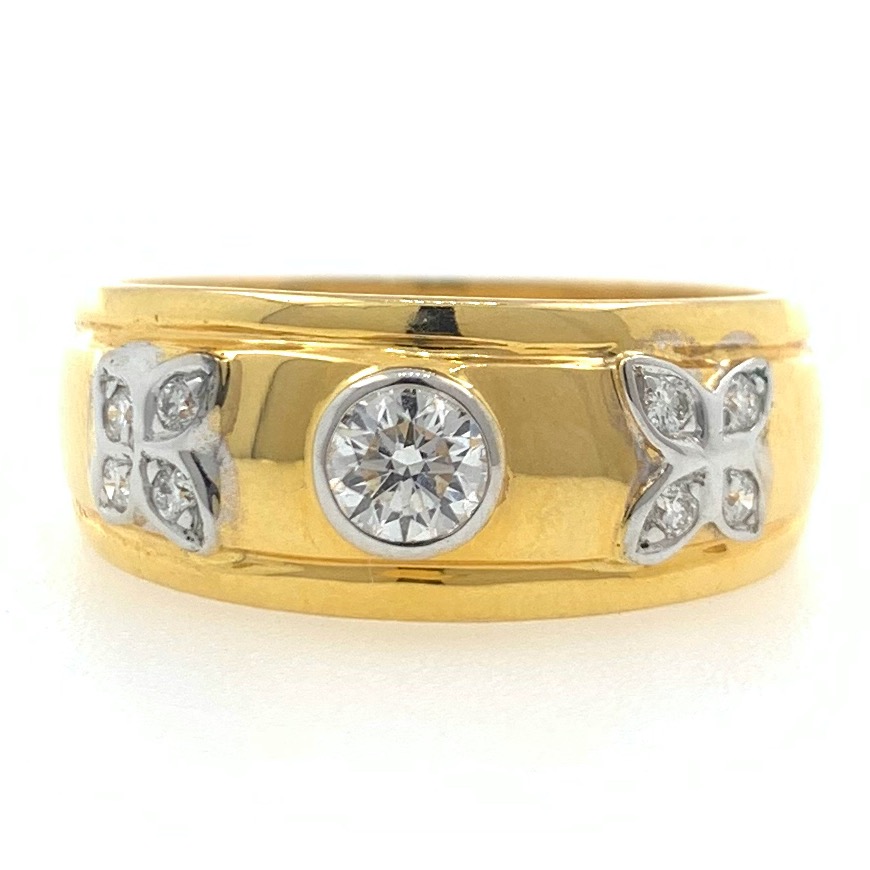 18kt gold fancy engagement solitaire band diamond gents ring 6gr7