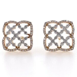 18K Rose Gold Square Design Diamond Earring RD-E05