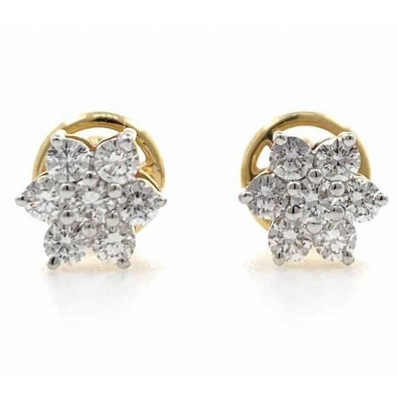 916 gold flower design diamond earring rd-e03