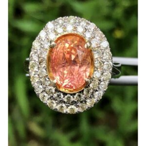 Padparadscha mounted on a white gold ring