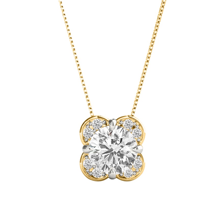 Clover leaf pendant vS White 14k