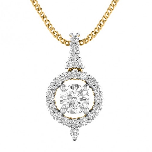 Double halo pendant vVS WHITE 14K