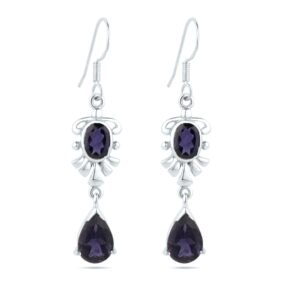 Iolite Pear Shape Gemstone Earring - 925 Sterling Silver