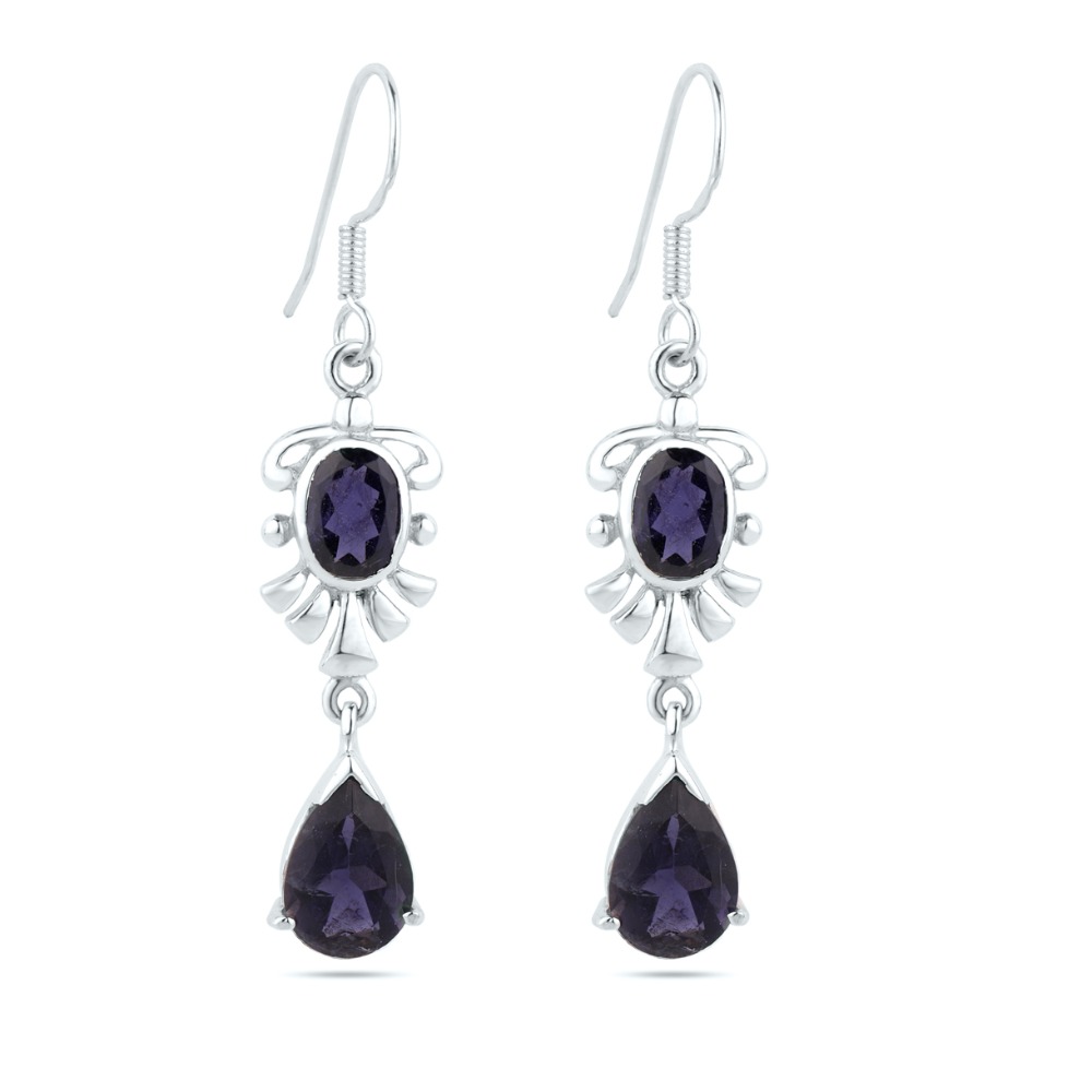 Iolite Pear Shape Gemstone Earring - 925 Sterling Silver