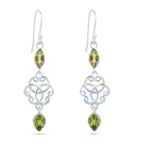 925 Sterling Silver Peridot Earrings Natural Peridot Silver Earrings