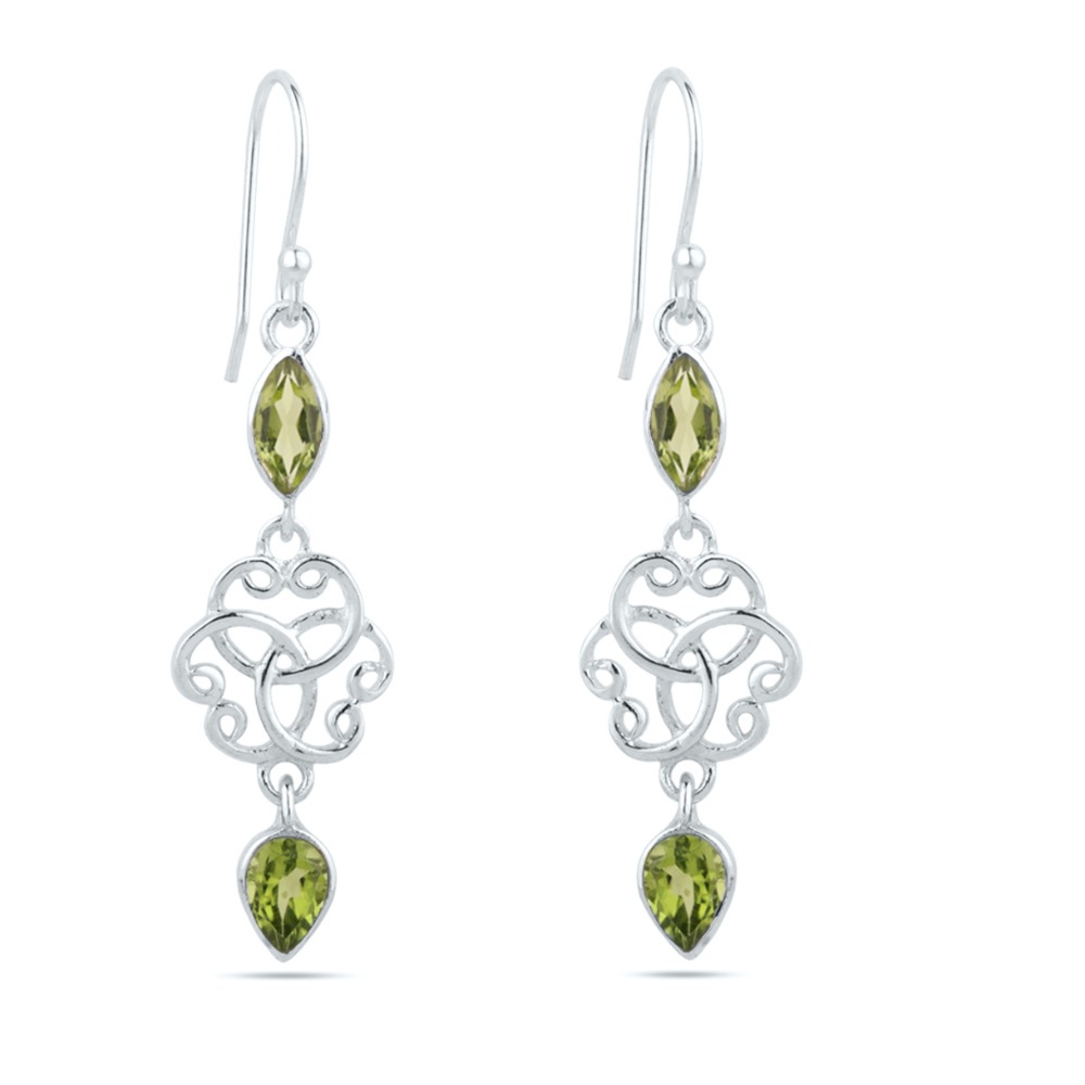 925 Sterling Silver Peridot Earrings Natural Peridot Silver Earrings