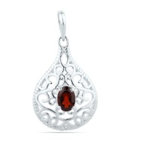 Natural Garnet Pendant - Garnet Sterling silver Pendant