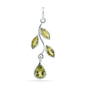 Natural Peridot Pendant, Sterling Silver Green Peridot Pendant