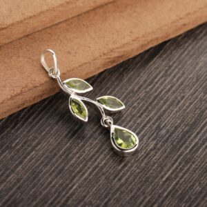 Natural Peridot Pendant, Sterling Silver Green Peridot Pendant