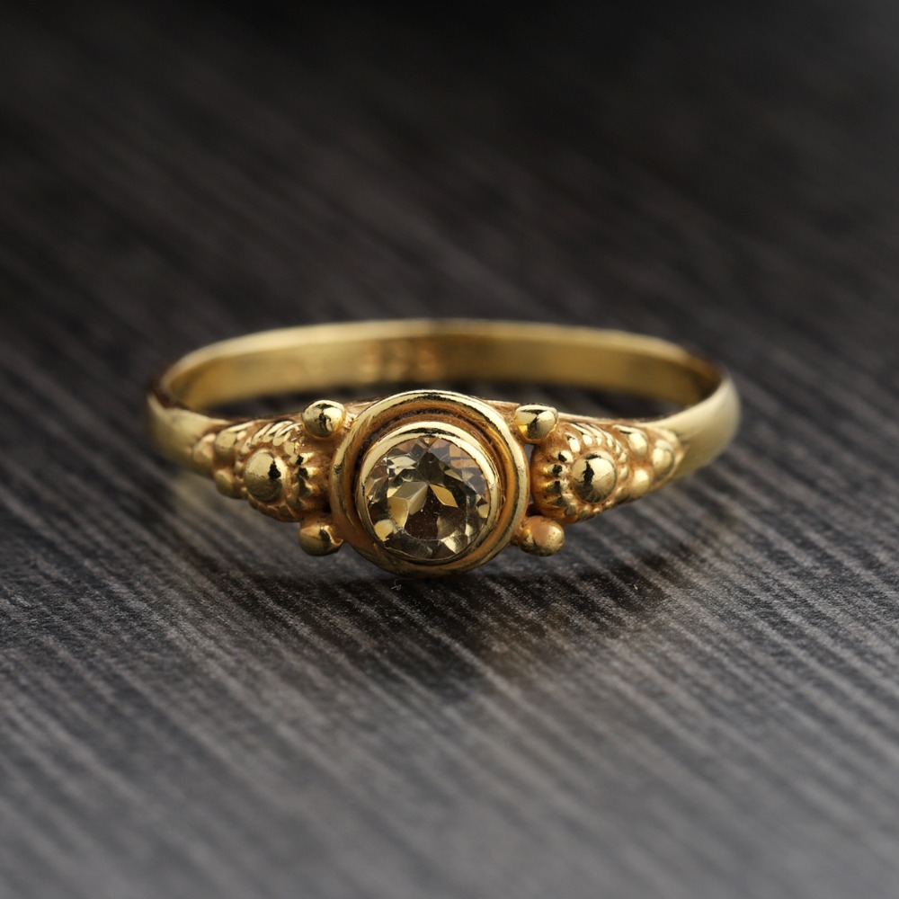 Round Citrine Ring, November Birthstone Ring - Image 2