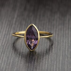 Natural Amethyst Ring-Marquise Amethyst Ring-Handmade Silver Ring