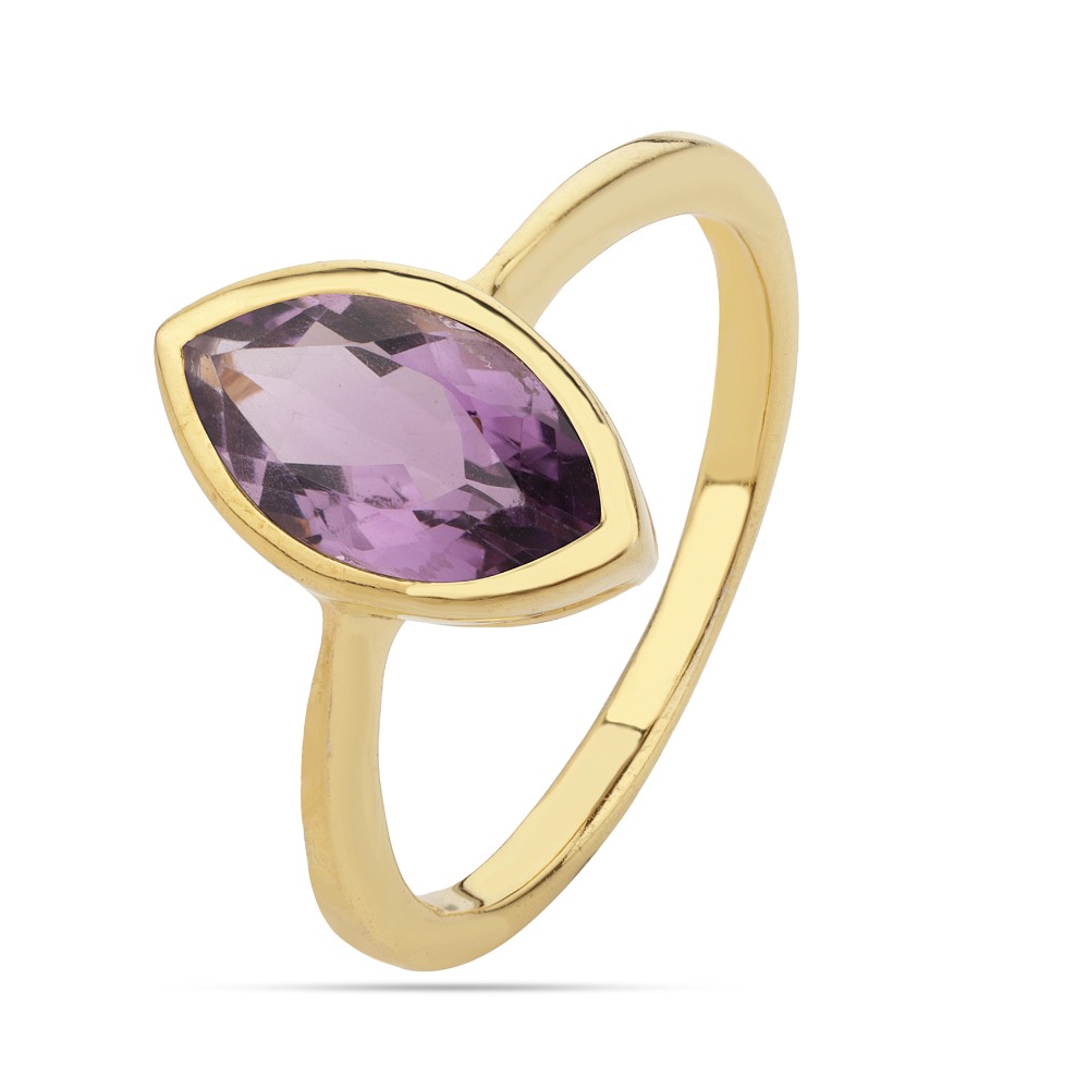 Natural Amethyst Ring-Marquise Amethyst Ring-Handmade Silver Ring