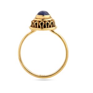 Round Lapis ring, gemstone gold ring, stackable ring,