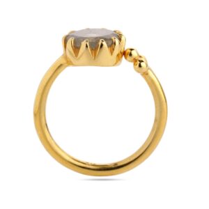 Labradorite Ring - Adjustable Gold Plated - Statement Gemstone Ring