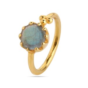 Labradorite Ring - Adjustable Gold Plated - Statement Gemstone Ring