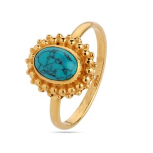 Turquoise Ring - Gold Ring - Gemstone Ring - Oval Ring