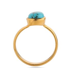 Turquoise Ring, 925 Sterling Silver, Pear Ring Gold Plated