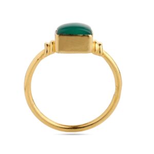 Natural Green Onyx Baguette Ring - Gemstone Ring