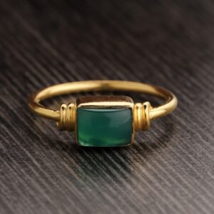 Natural Green Onyx Baguette Ring - Gemstone Ring