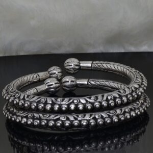 925 silver oxidised kada payal