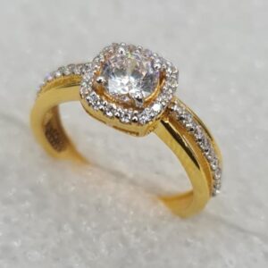 22k gold cz square shape ring
