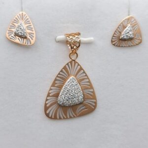 18KT Rose Gold Elegant Triangle Deisgn Pendant Set PS002