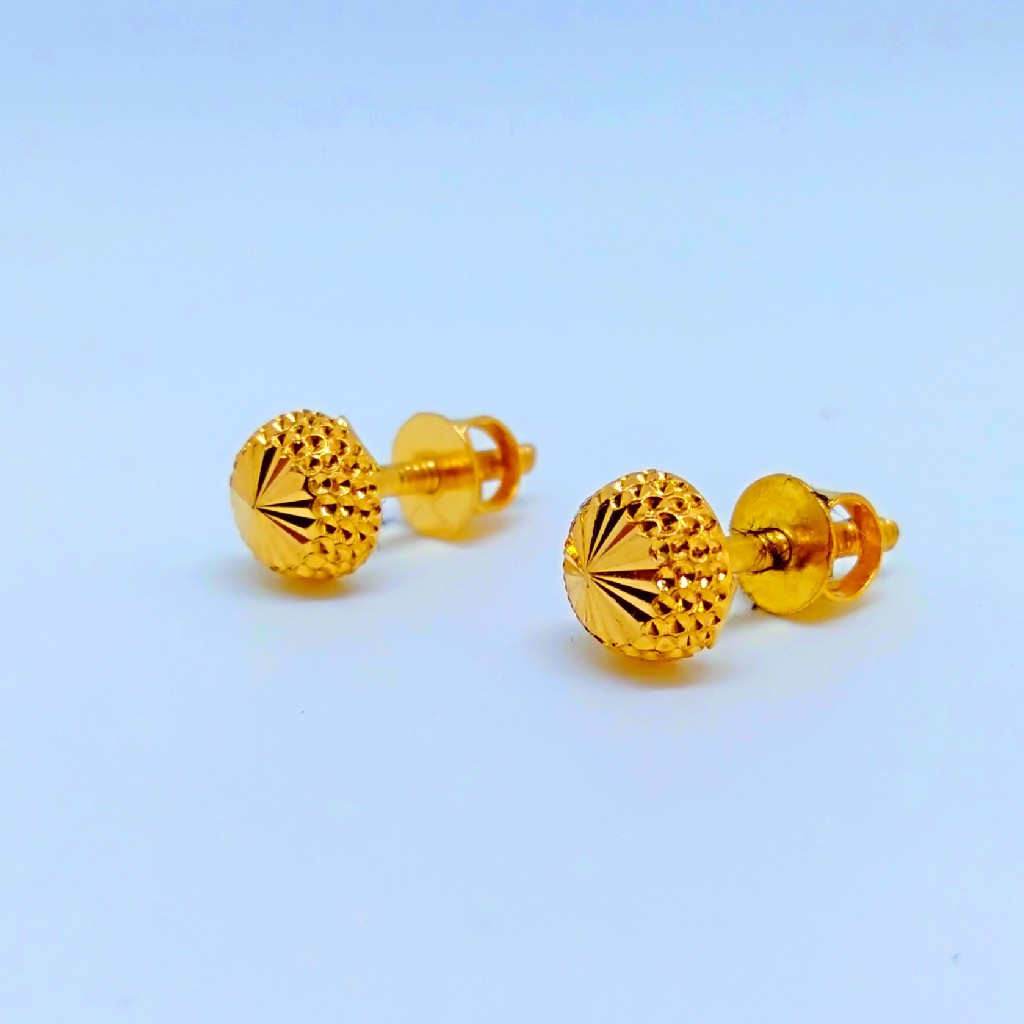 22 KT 916 Hallmark Rava style plain Ladies Earring - Image 3