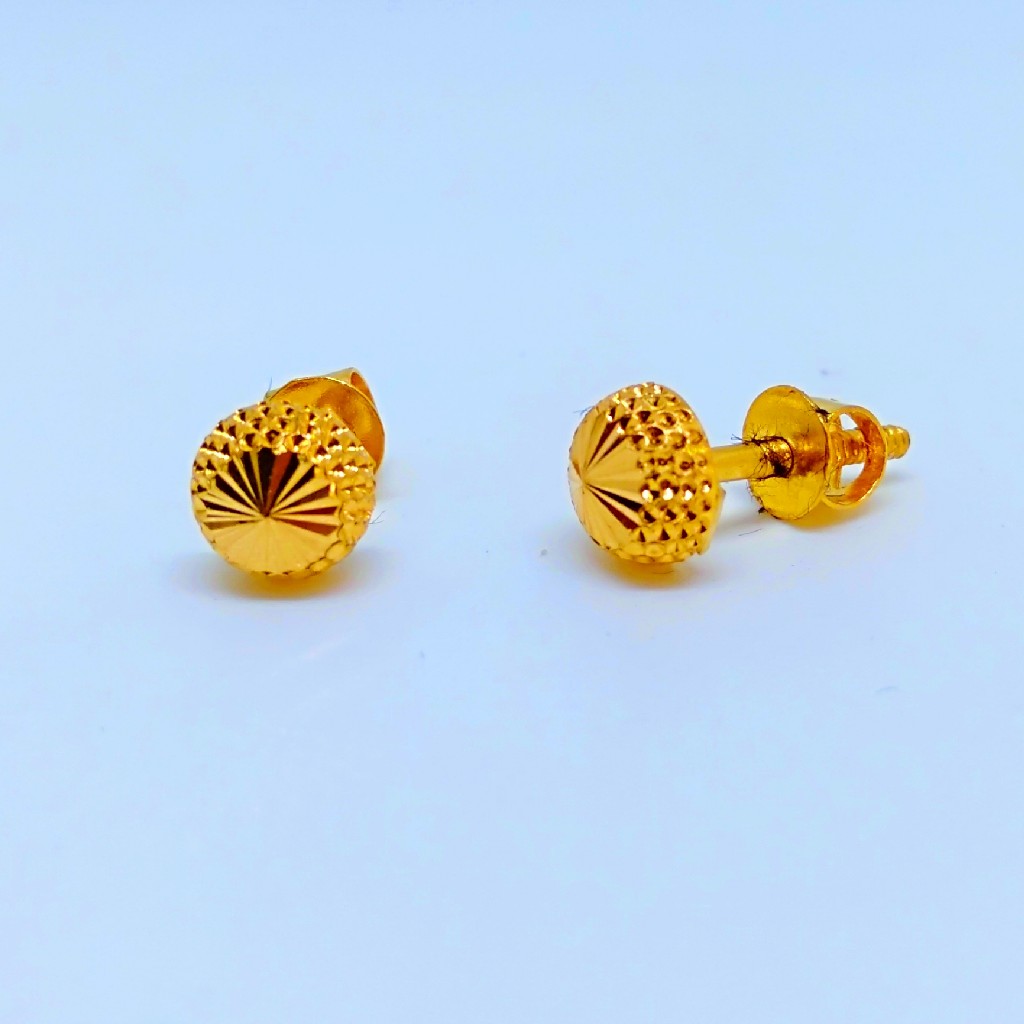 22 KT 916 Hallmark Rava style plain Ladies Earring - Image 2