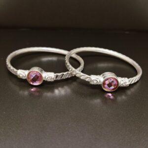 Silver Pink stone Kids Kada ( Kadli )
