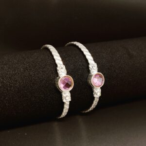 Silver Pink stone Kids Kada ( Kadli )