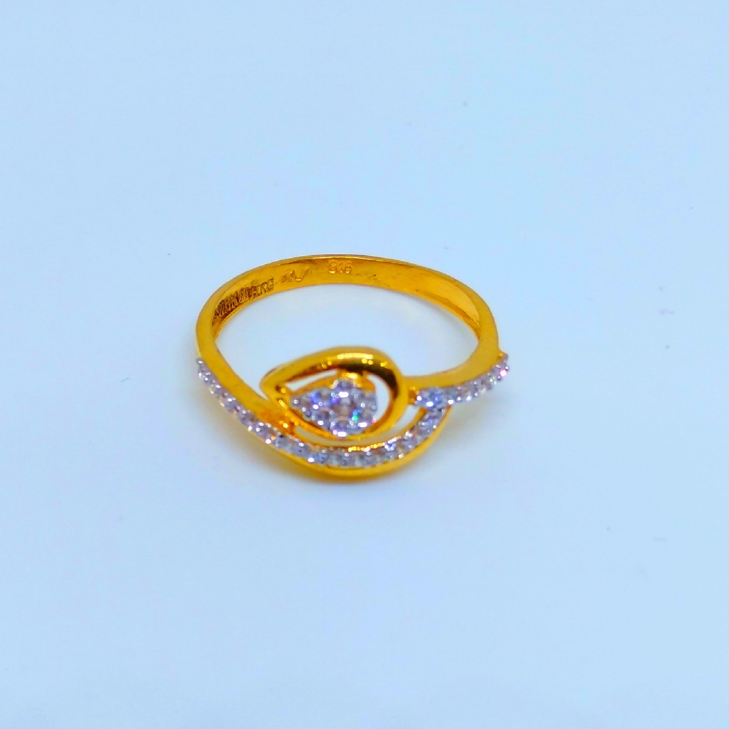 22 kt 916 hallmark fancy leaf ladies diamond ring - Image 3