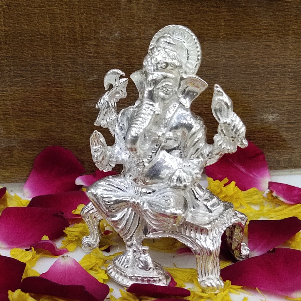 Silver Ganesh ji murti- solid - Image 3