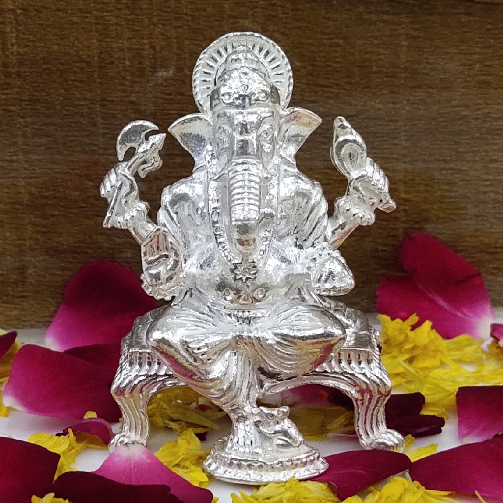 Silver Ganesh ji murti- solid - Image 2