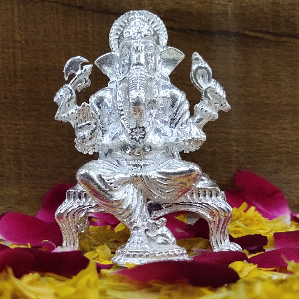 Silver Ganesh ji murti- solid