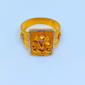 22 KT 916 Hallmark Plane Casting Ganpati Ji gents ring