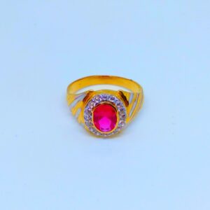 22 kt 916 hallmark Oval Shape red diamond gents ring
