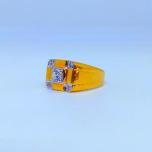 22 KT 916 Hallmark fancy square diamond gents ring