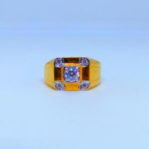 22 KT 916 Hallmark fancy square diamond gents ring