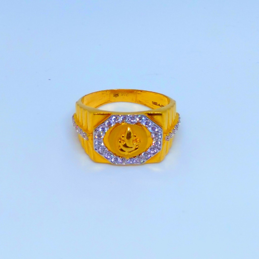 22 KT 916 Hallmark Ganpati Ji diamond gents ring - Image 3