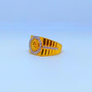 22 KT 916 Hallmark Ganpati Ji diamond gents ring