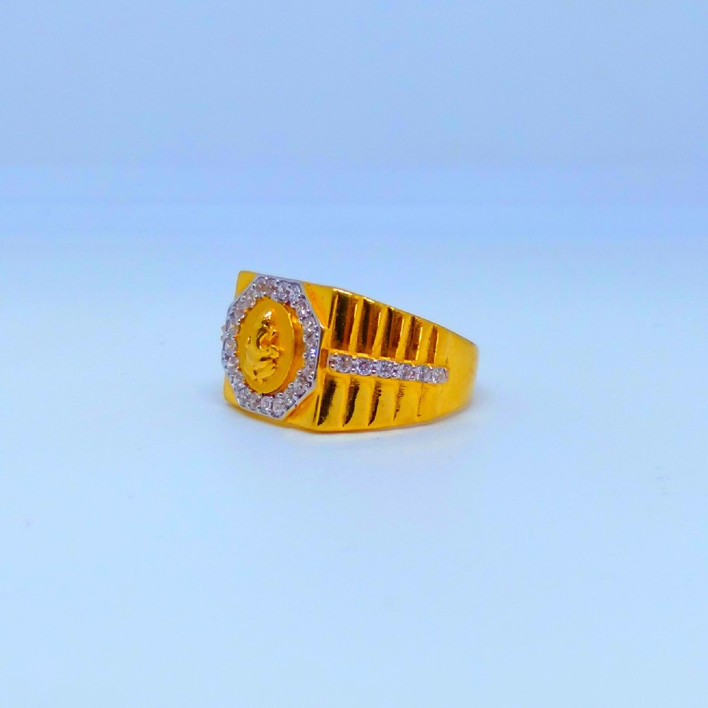 22 KT 916 Hallmark Ganpati Ji diamond gents ring - Image 2