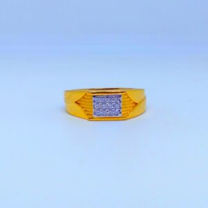22 KT 916 Hallmark square design fancy diamond gents ring