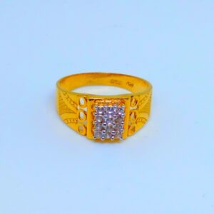 22 KT 916 Hallmark rectangular fancy diamond gents ring