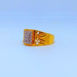 22 KT 916 Hallmark rectangular fancy diamond gents ring